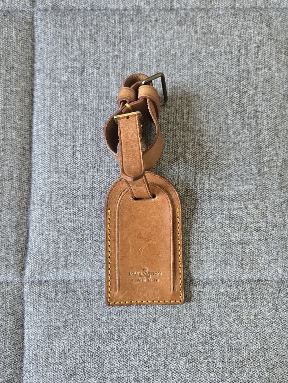 Authentic Louis Vuitton Leather Luggage Tag With Belt Poinette